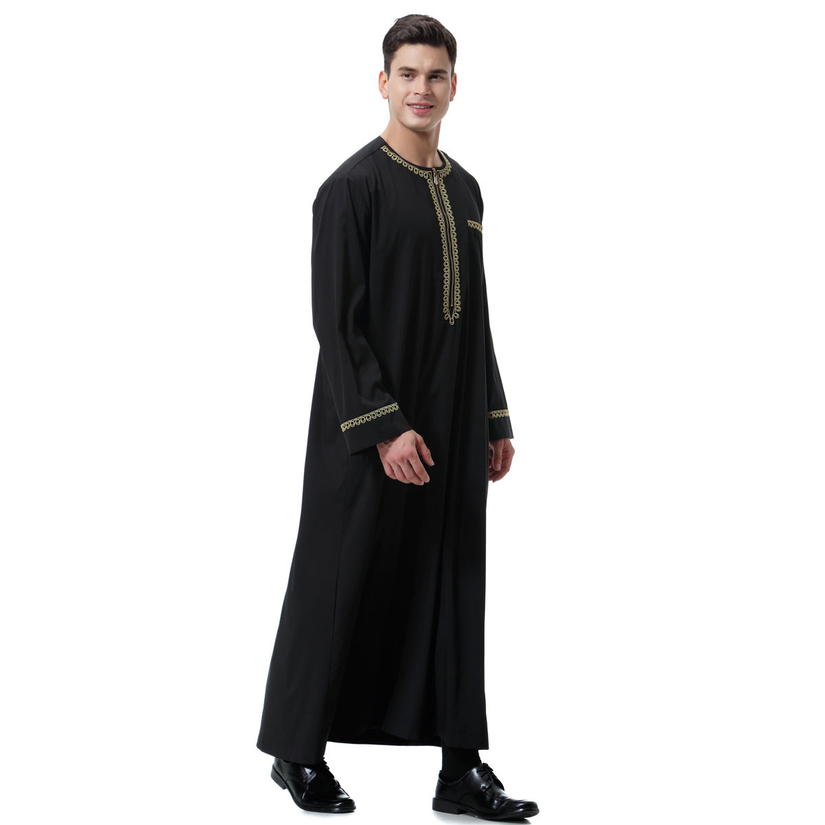 Men's Printed Zippered Crewneck Thobe