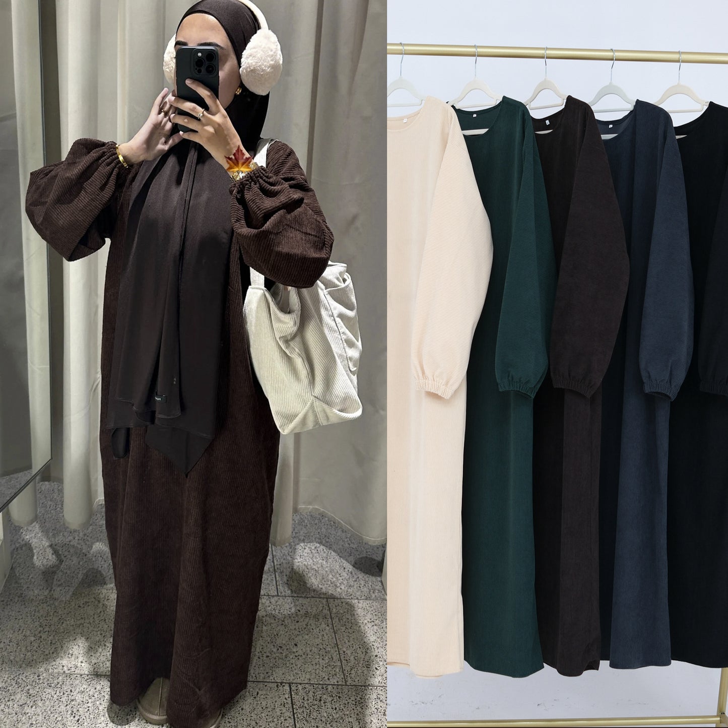 Women's Casual Solid Color Abaya Dress
