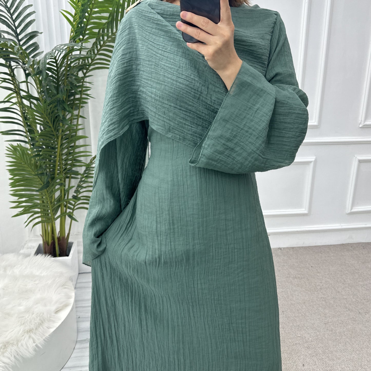 Muslim Women's Solid Color Double-Layer Dress