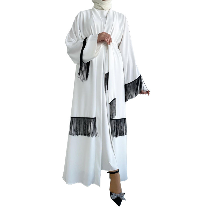 Women's Tassel Fashion White Robe
