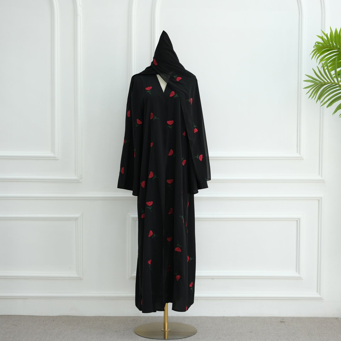 Middle Eastern Women's Floral Embroidered Abaya