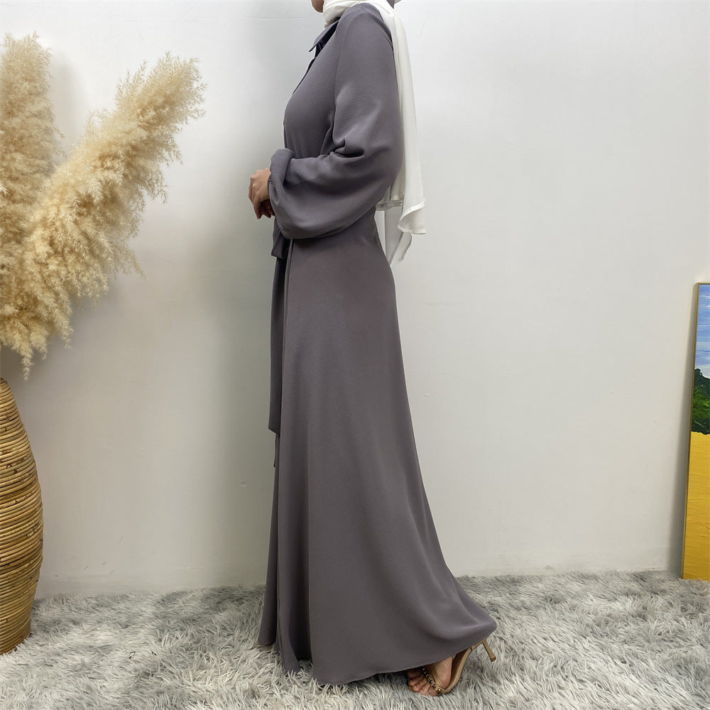 Plain Loose Buttoned Dress with Pockets