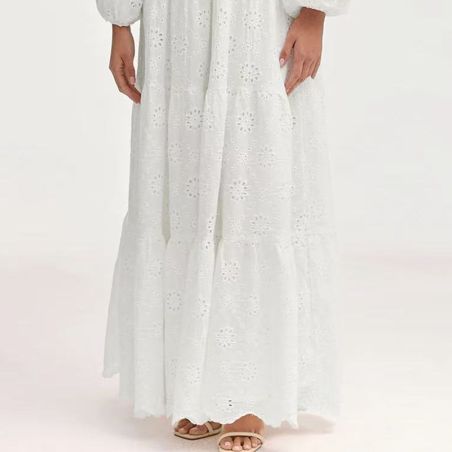Muslim Women's Solid Color Floral Embroidered Dress