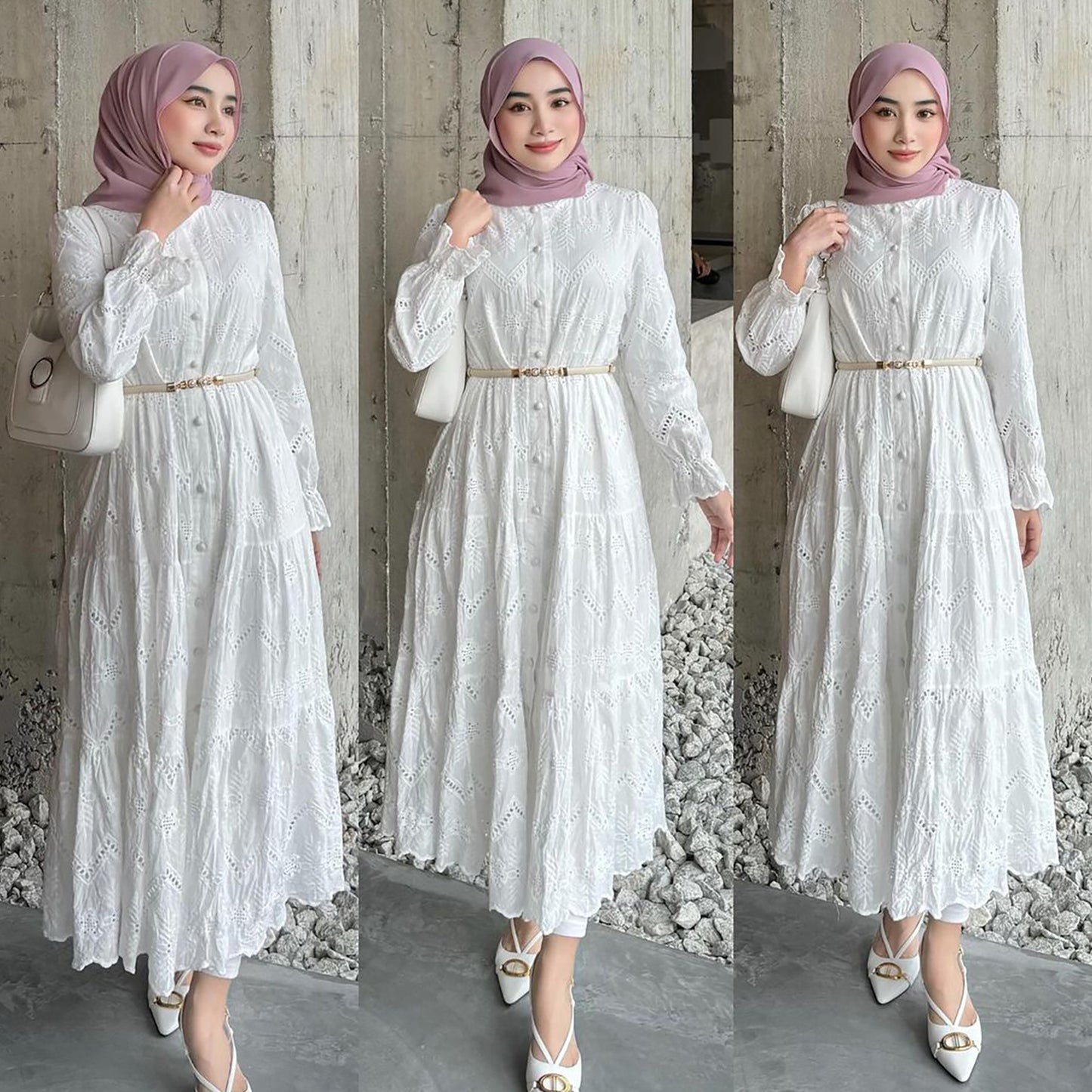 Women's Plain Embroidered Lace Dress