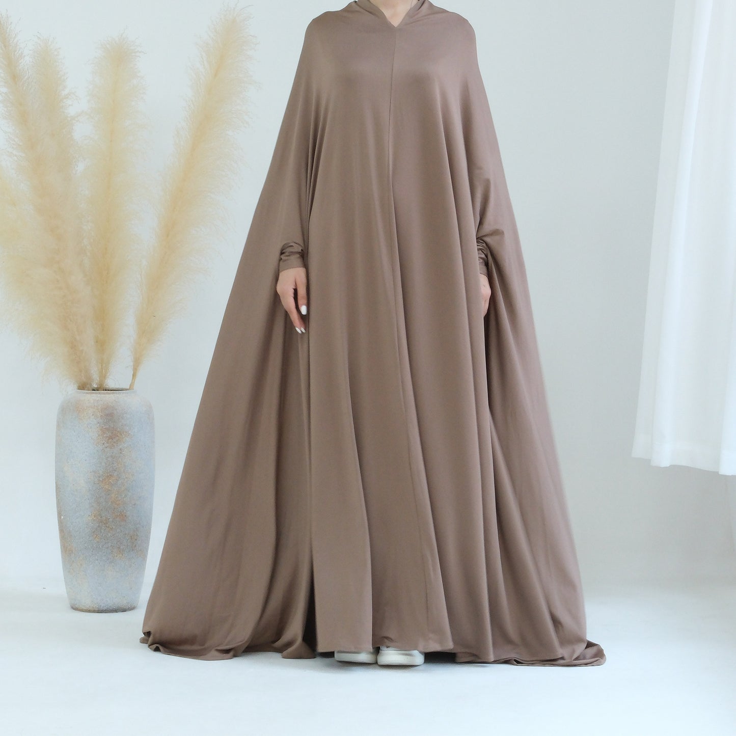 Women's Solid Color Plus-Size Batwing Dress Jilbab