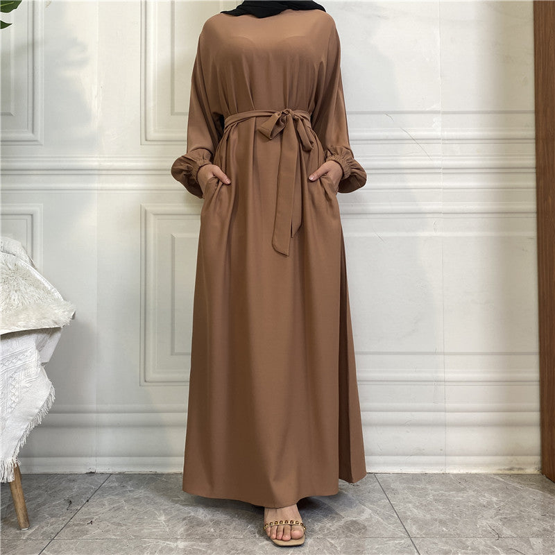 Muslim Nida Belted Pocket Maxi Dress