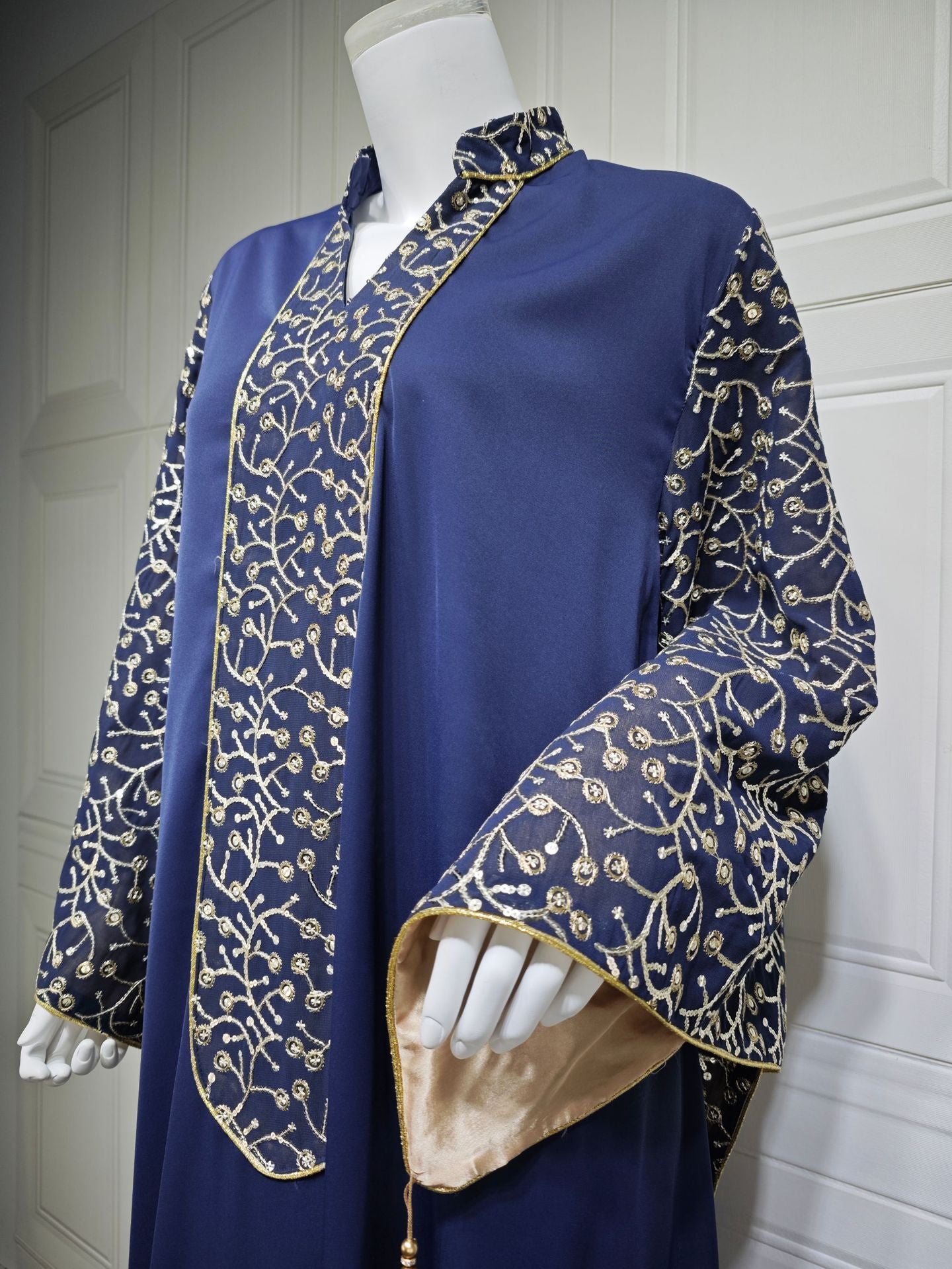 Women's Embroidered Panelled Tassel Dress