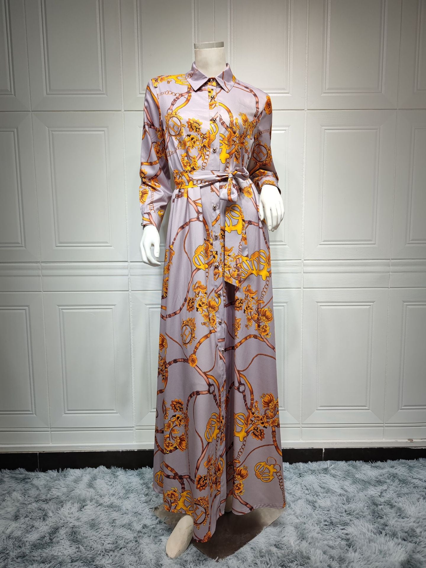 Women's Swing Print Lace-up Dress