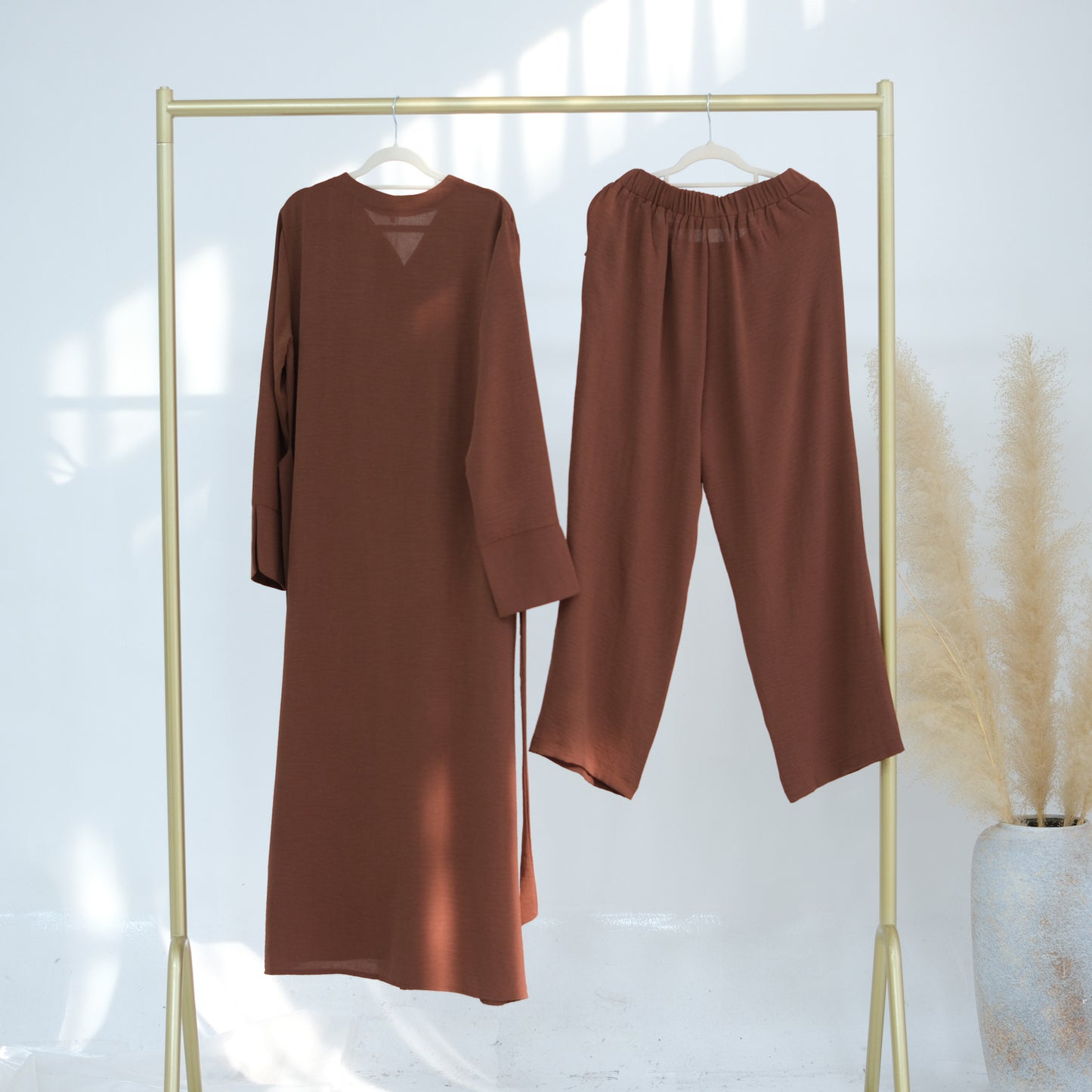 Women's Two-piece Set with Solid Color Buckles