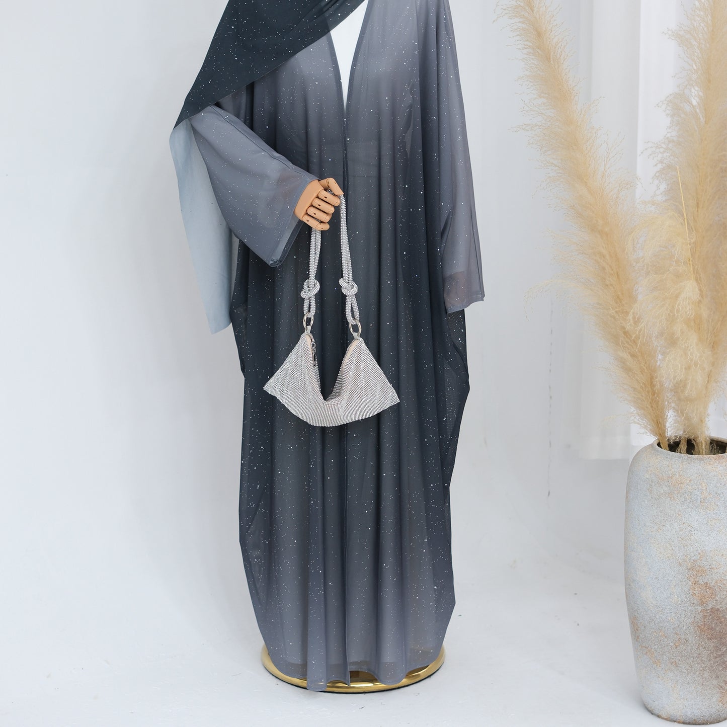 Gradient Everyday Parties Cardigan Robe with Hijab