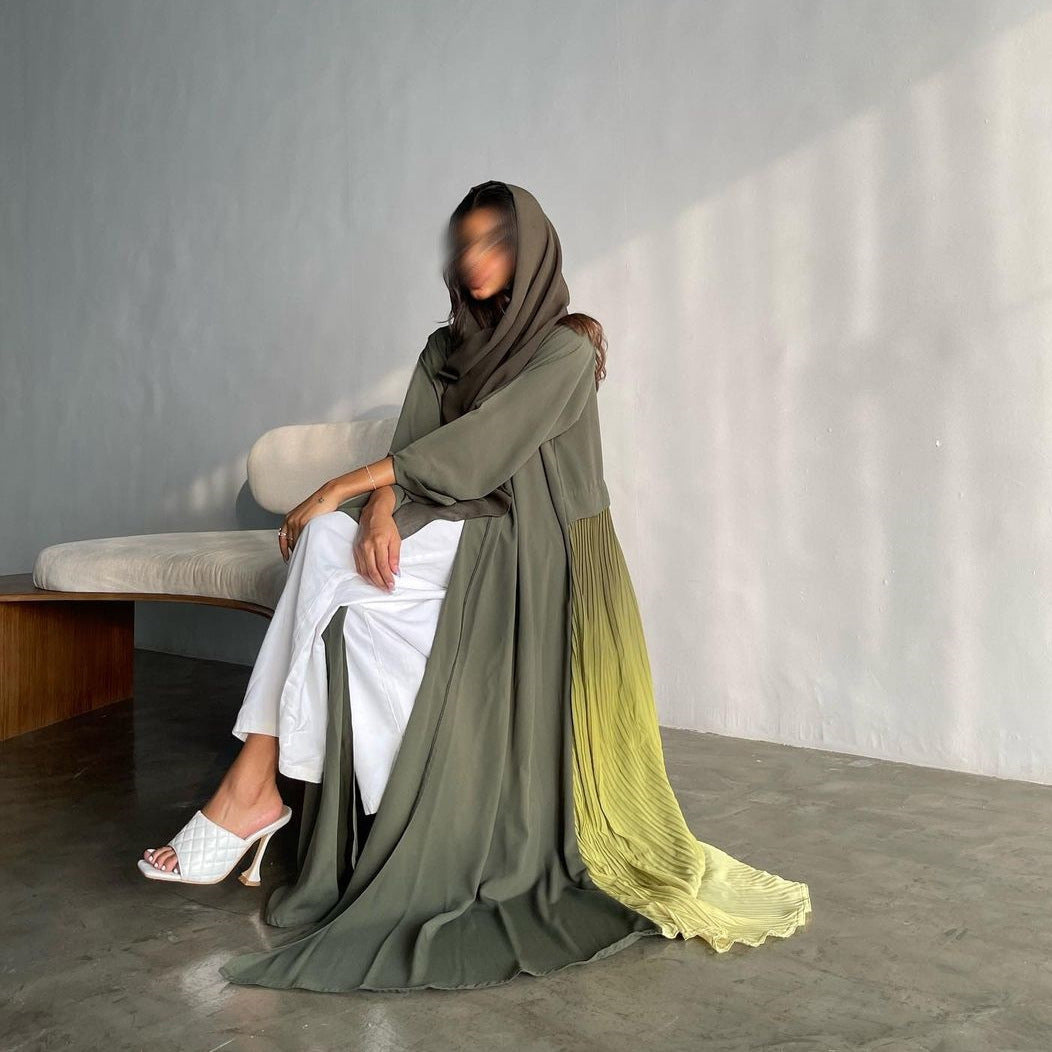 Women's Chiffon Pressed Pleated Patchwork Robe
