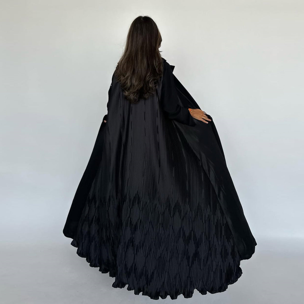 Women's Fashionable Black Robe Open Abaya