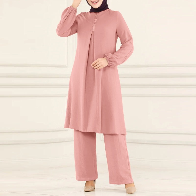 Embroidered Dubai Modest Formal Maxi Kaftan Two-Piece Set