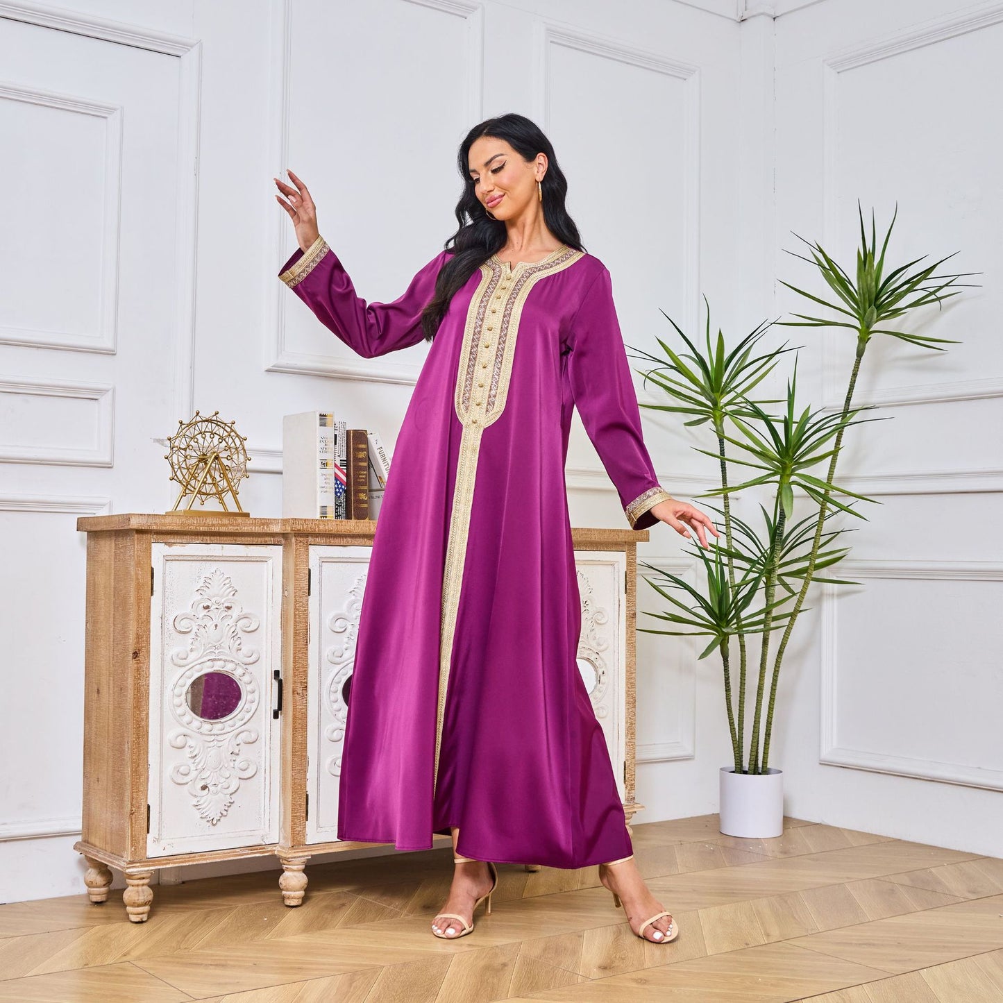 Women's Embroidered Purple Lace Dress