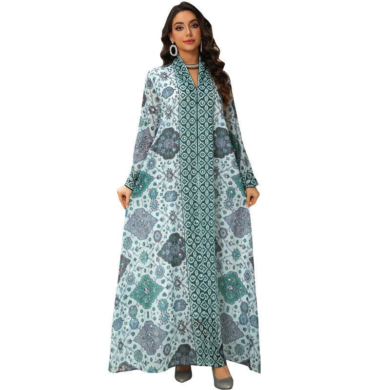 Muslim Women's Printed Pullover Dress