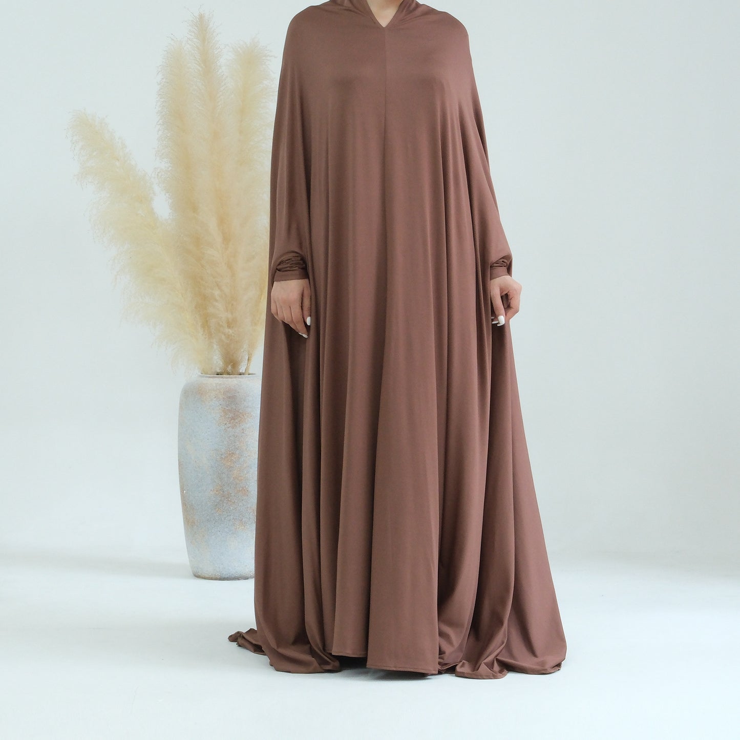 Women's Solid Color Plus-Size Batwing Dress Jilbab