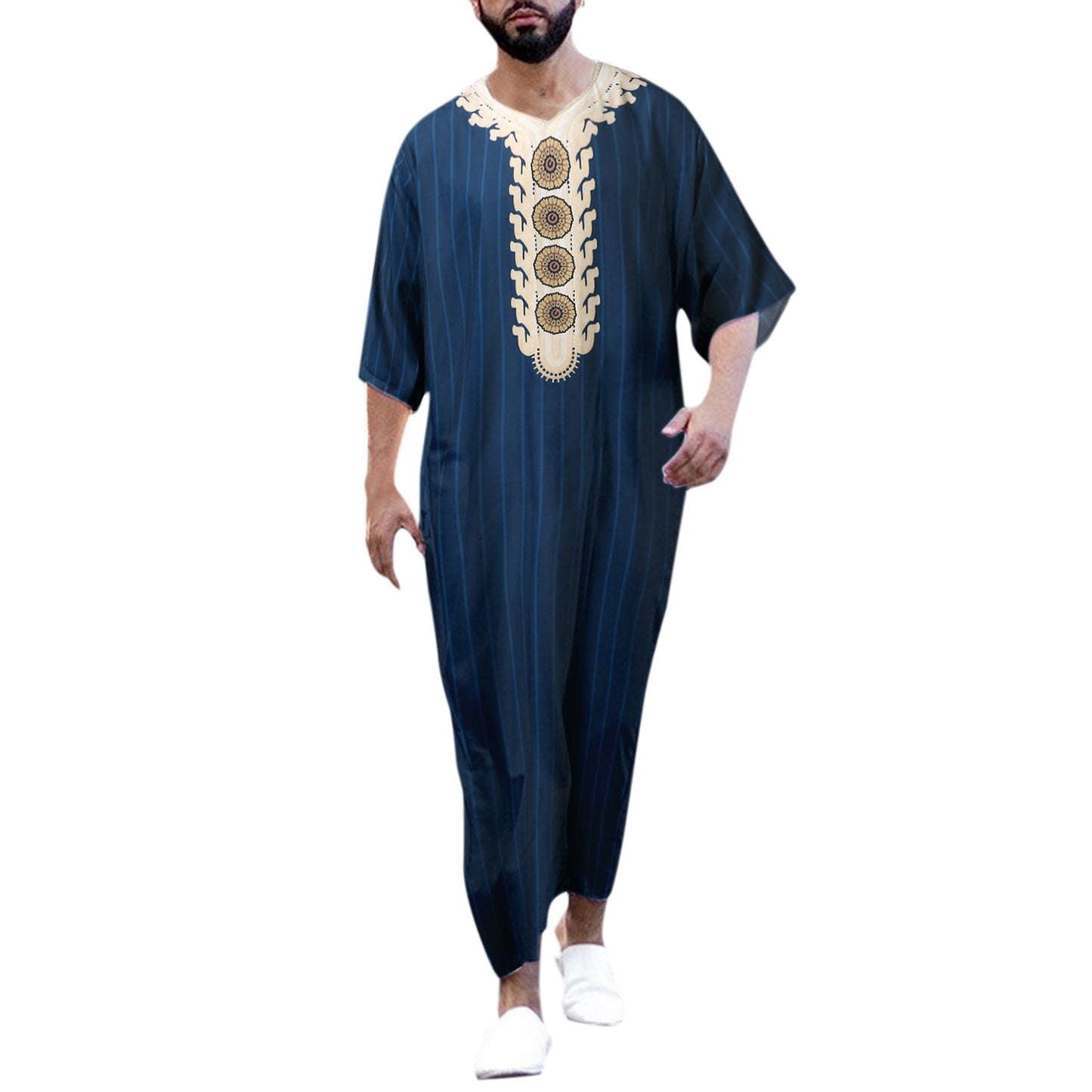 Men's Arabian Ethnic Print Maxi Thobe