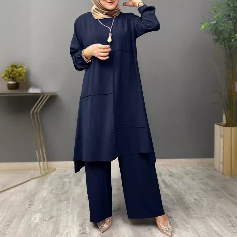 Women's Elegant Shirt Loose Wide Leg Pants Set