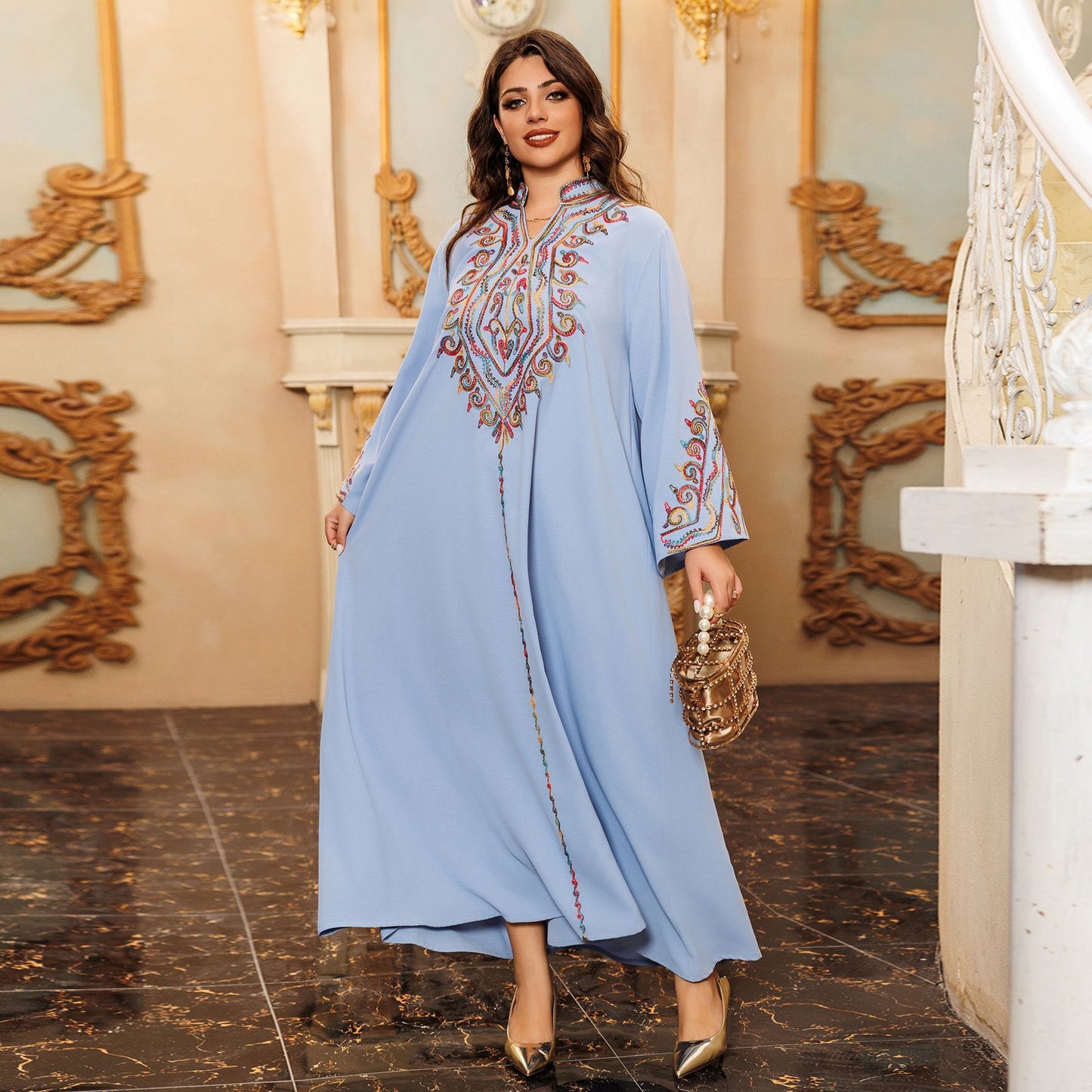 Women's Embroidered Party Pullover Dress