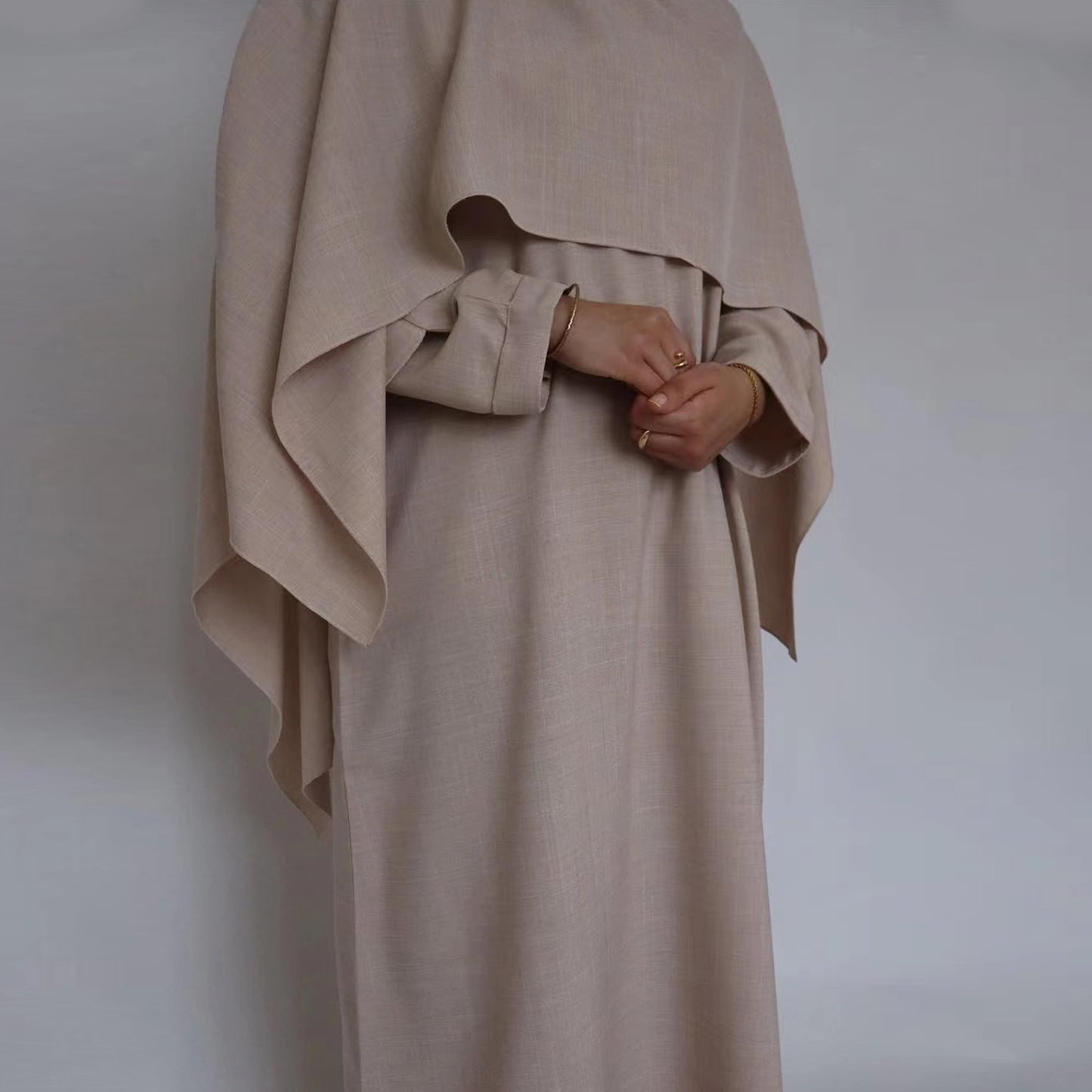 Beige Modest Islamic Everyday Layered Two-Piece Set
