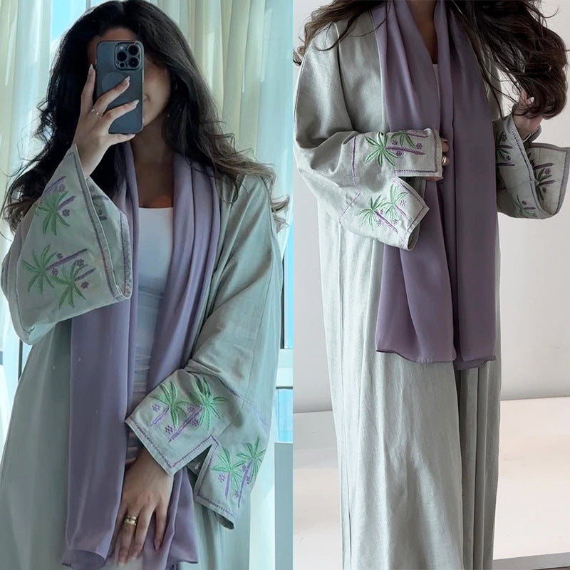 Women's Embroidery Robe Open Abaya