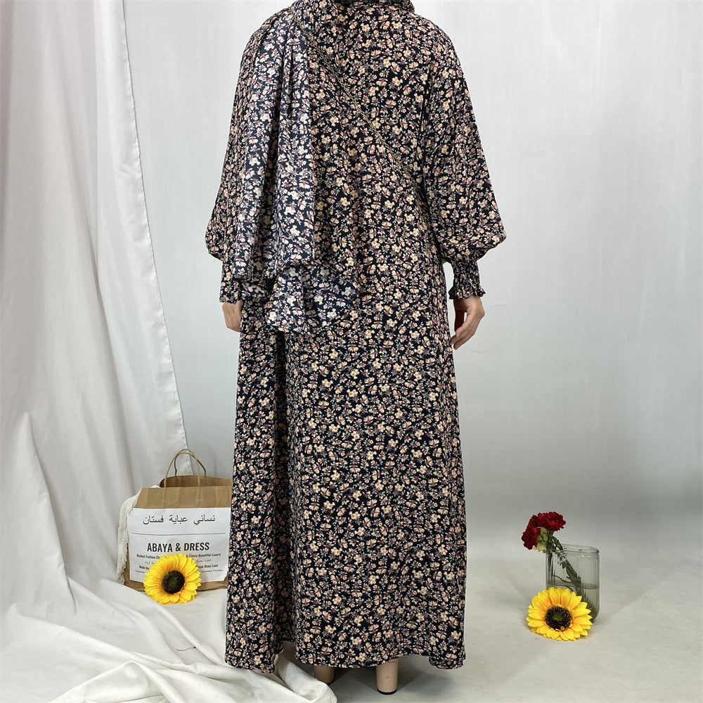 Women's Muslim Floral Dress with Headscarf