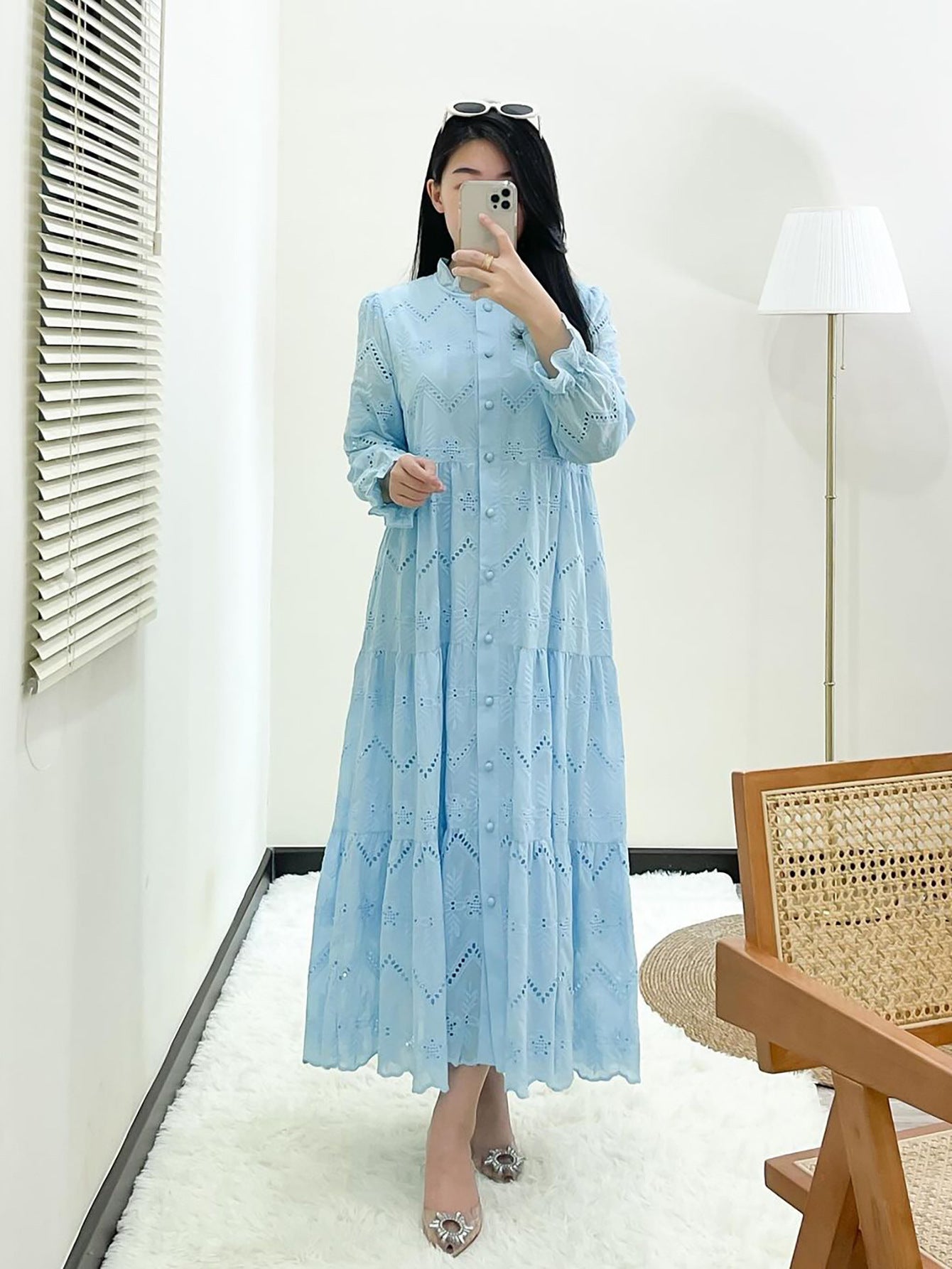 Women's Plain Embroidered Lace Dress