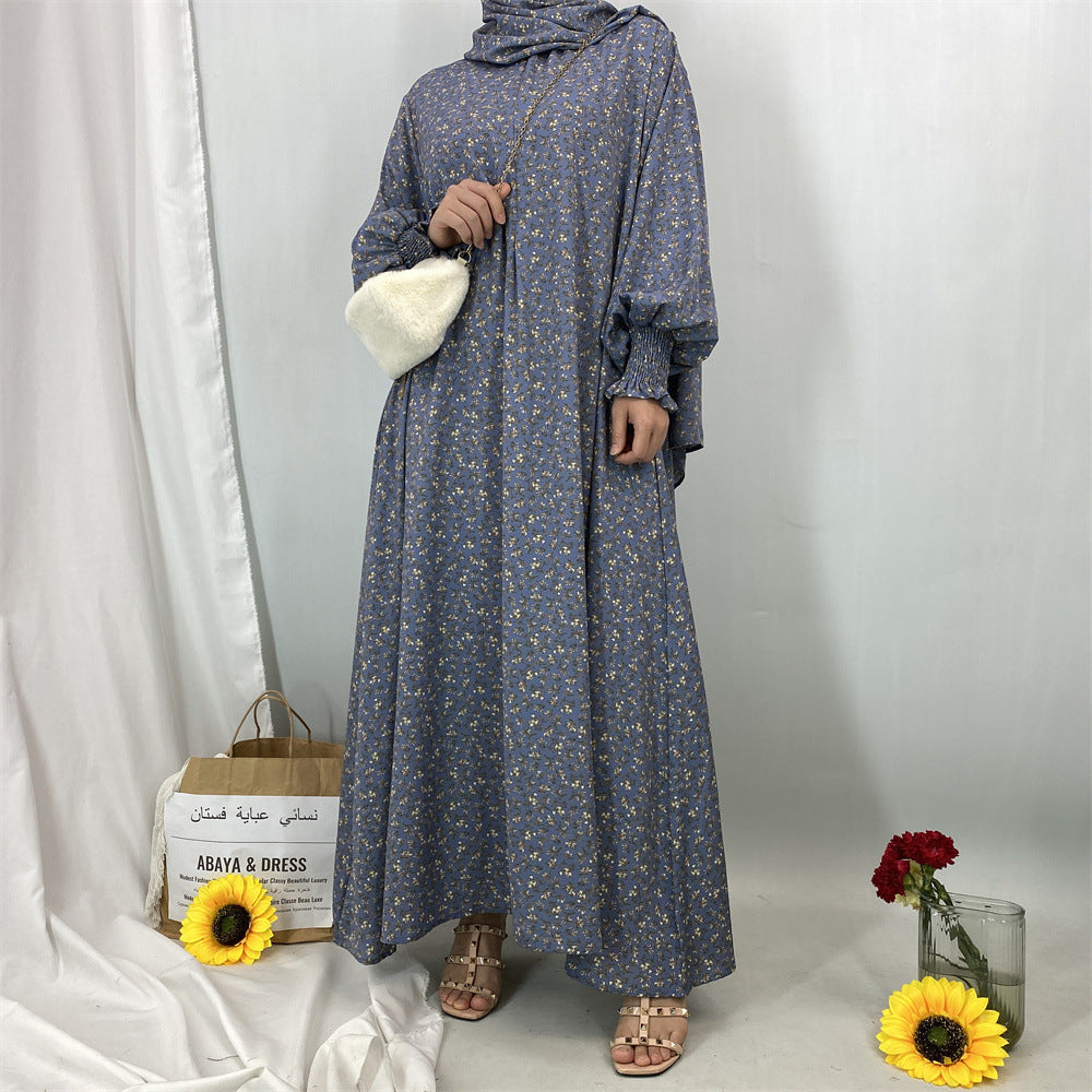 Women's Muslim Floral Dress with Headscarf