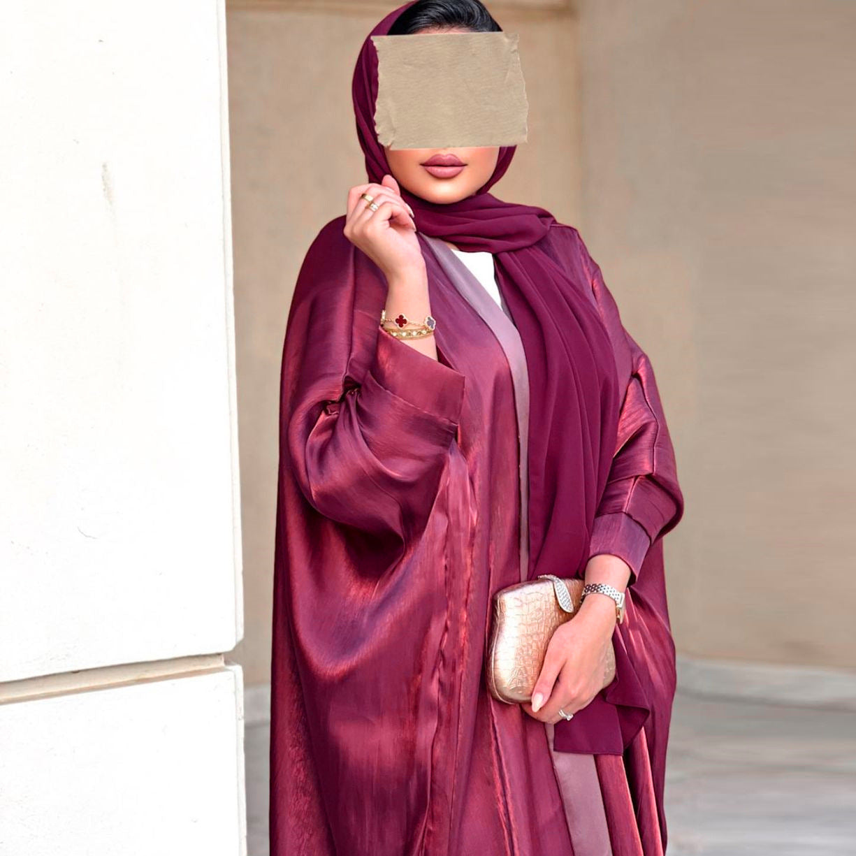 Women's Bright Satin Bat Sleeve Robe