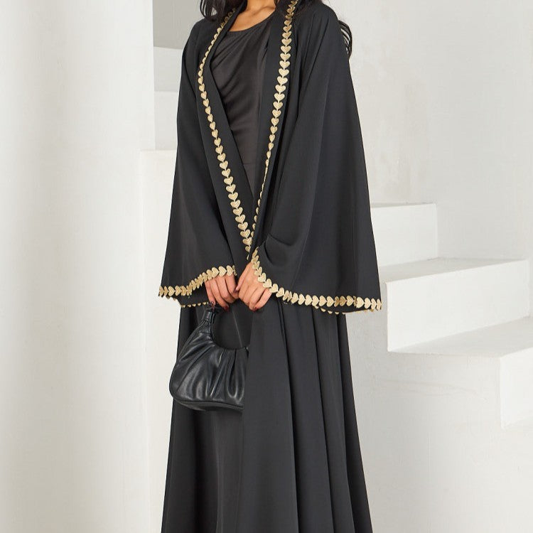 Women's Loose-trimmed Open Abaya Robe