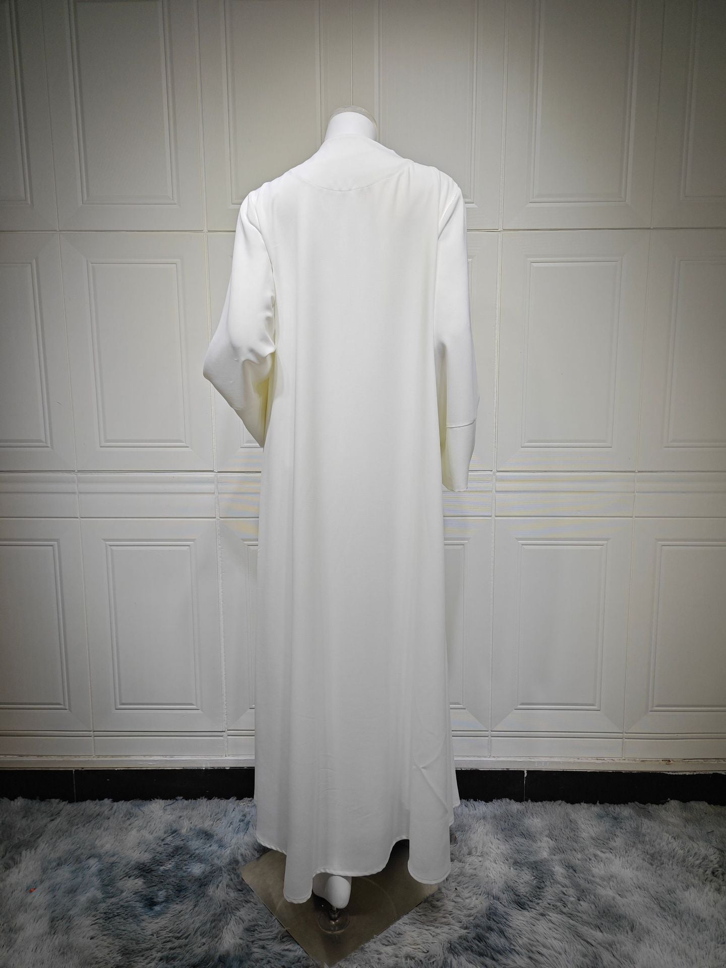 Women's White Embroidered Robe Open Abaya