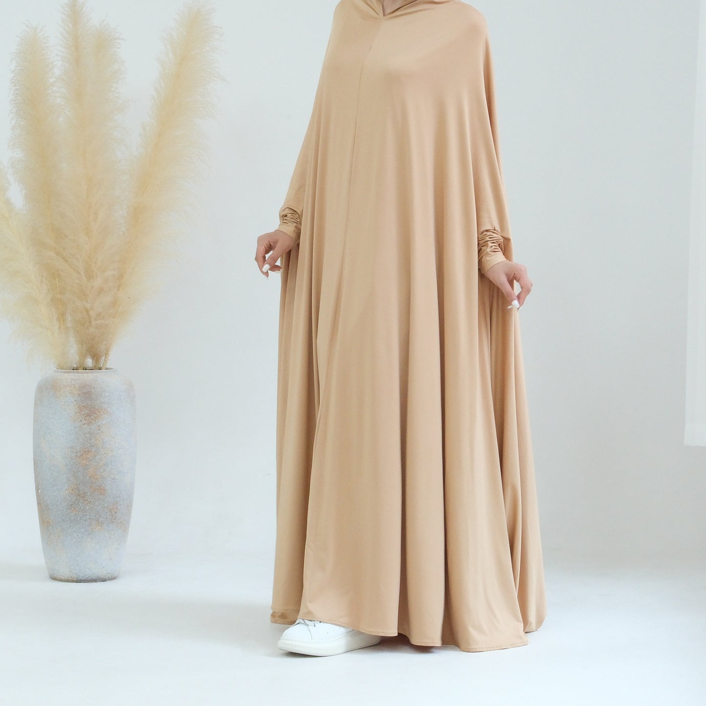 Women's Solid Color Plus-Size Batwing Dress Jilbab