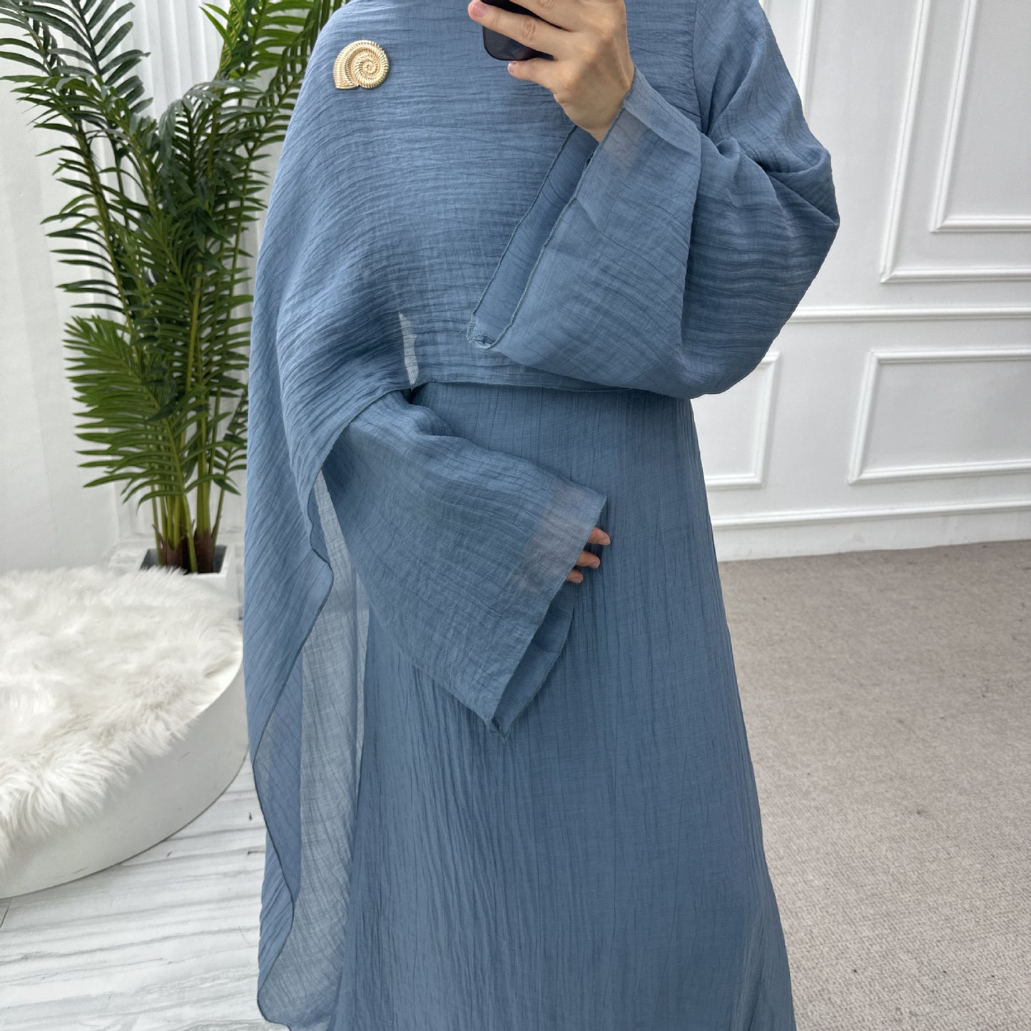 Muslim Women's Solid Color Double-Layer Dress