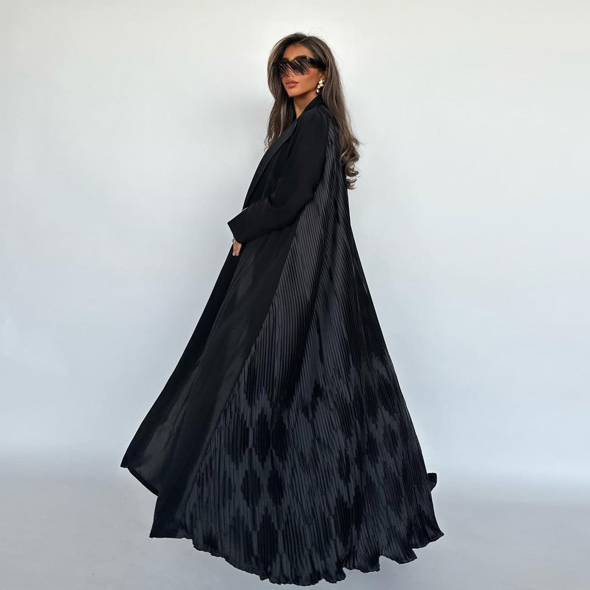Women's Fashionable Black Robe Open Abaya