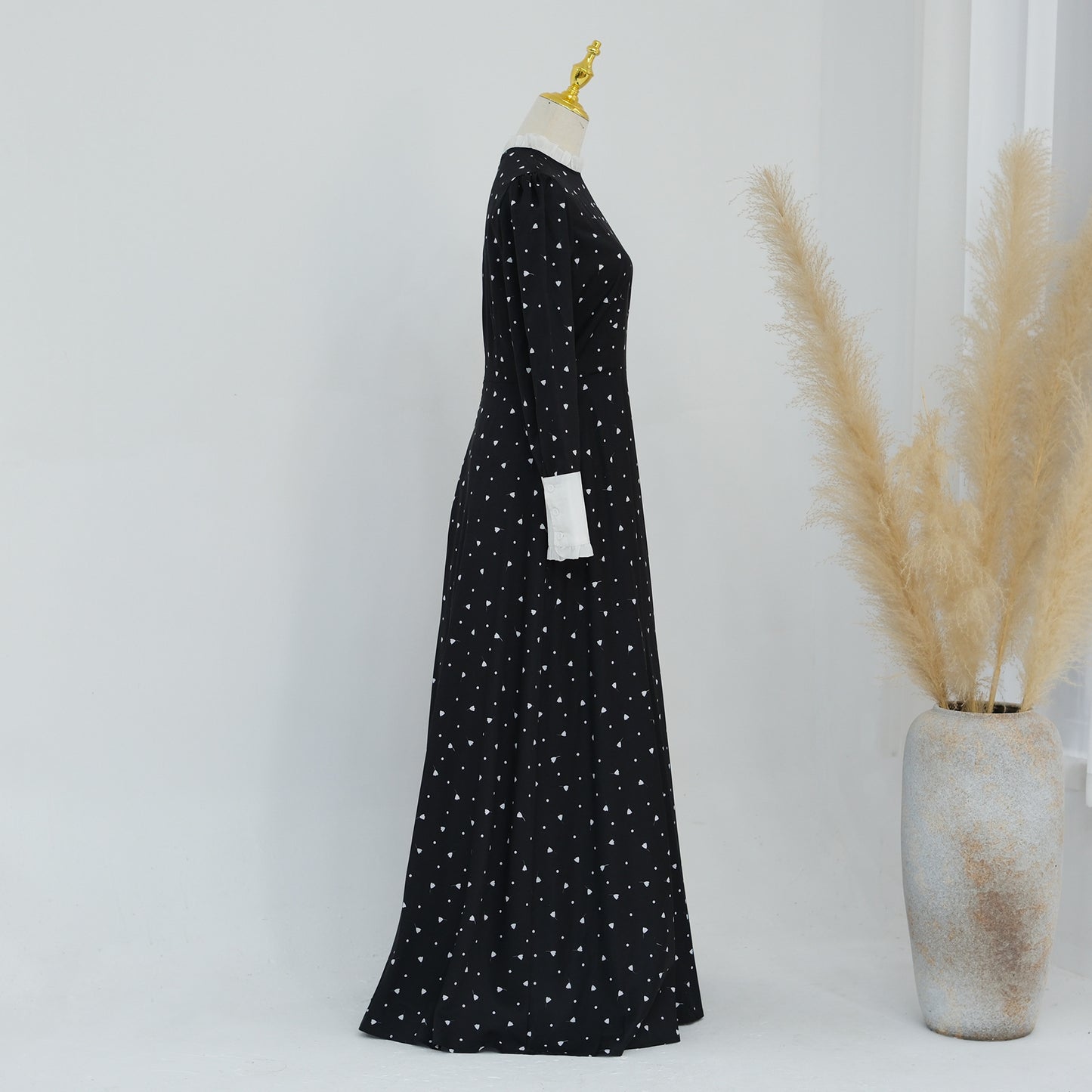 Women's Printed Black Abaya Dress