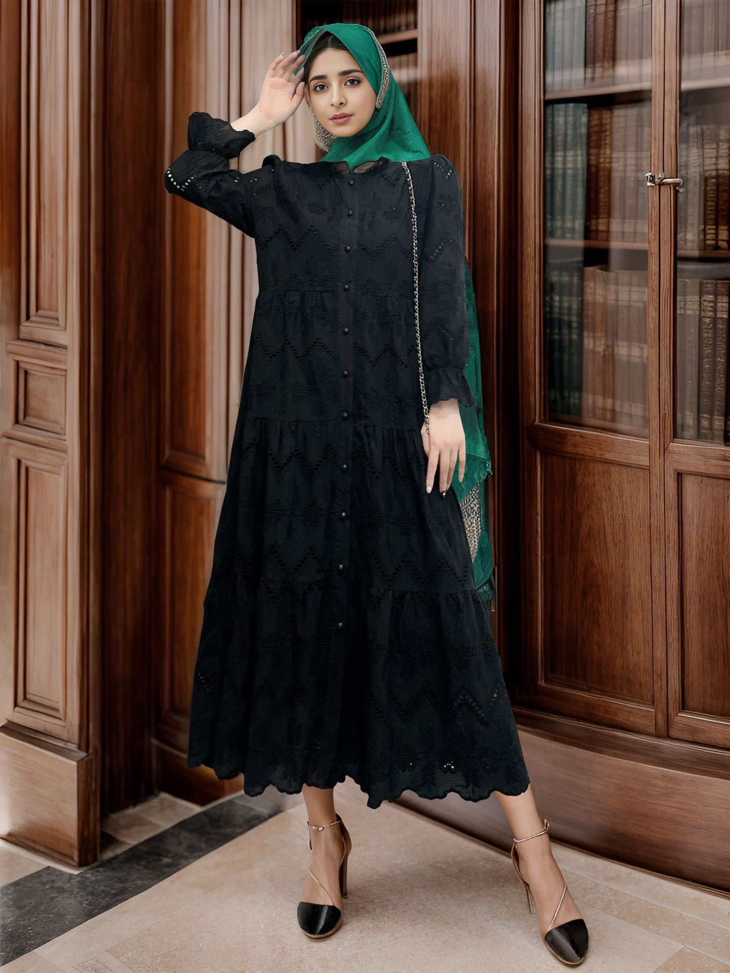 Women's Plain Embroidered Lace Dress