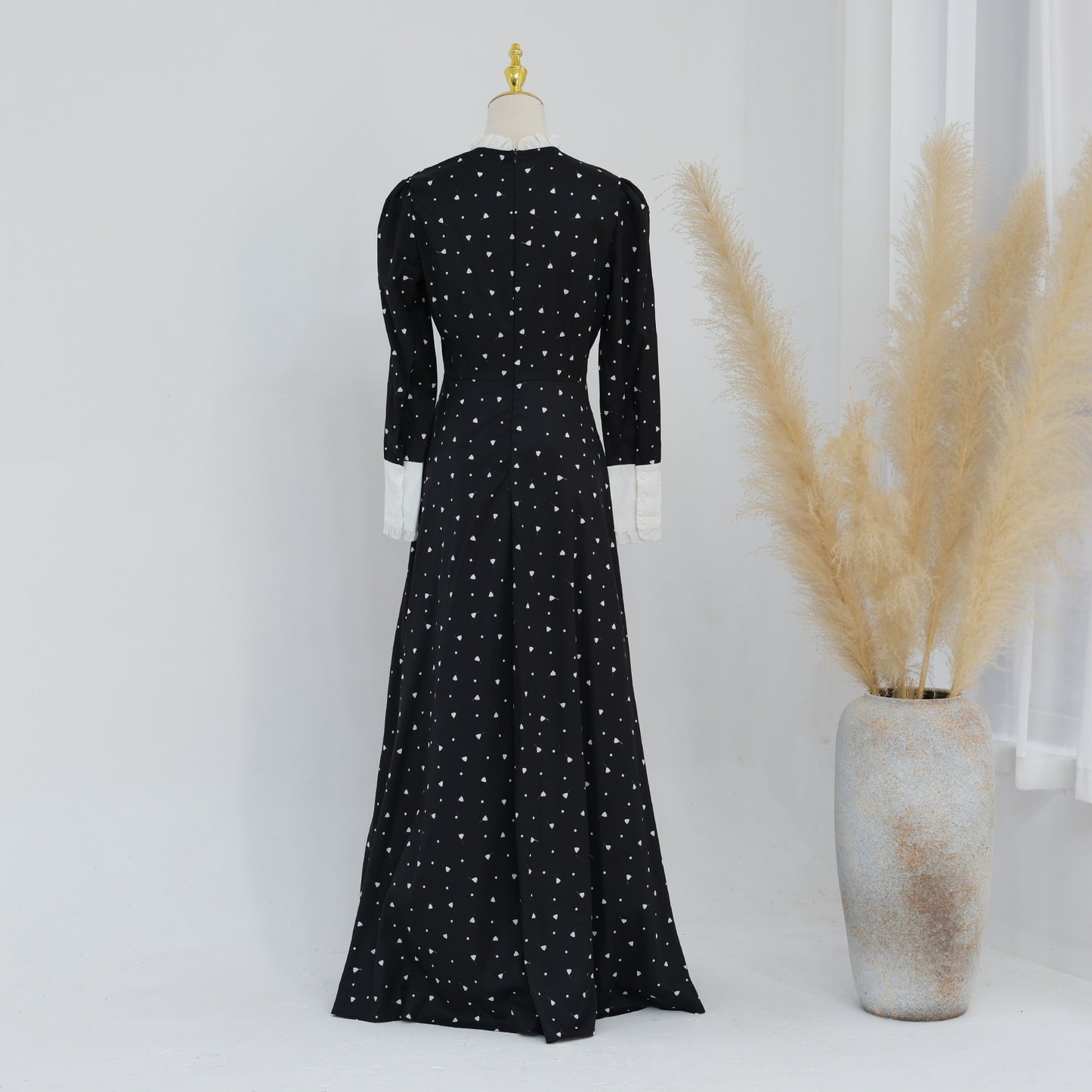 Women's Printed Black Abaya Dress