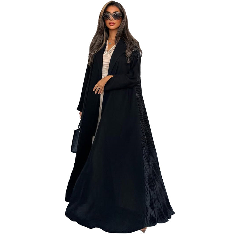 Women's Fashionable Black Robe Open Abaya