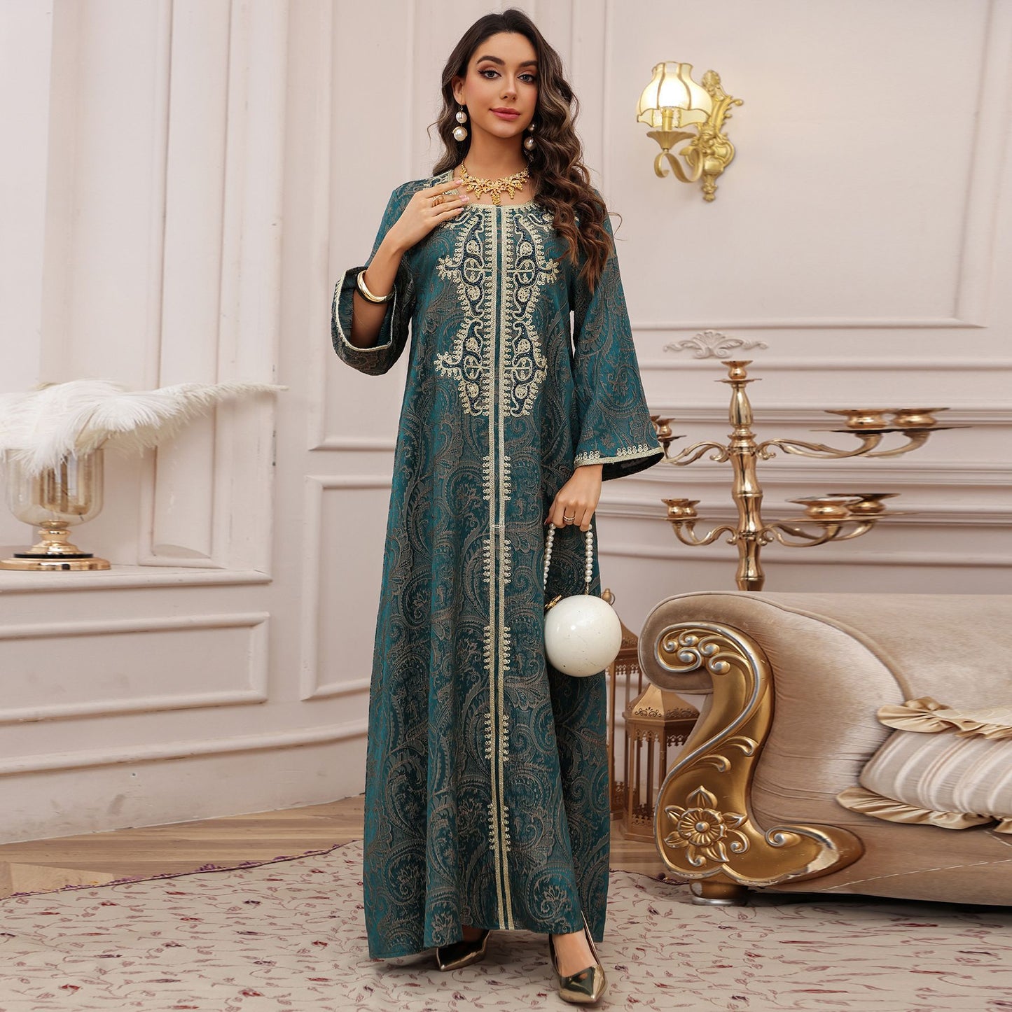 Women's Jacquard Embroidered Evening Dress