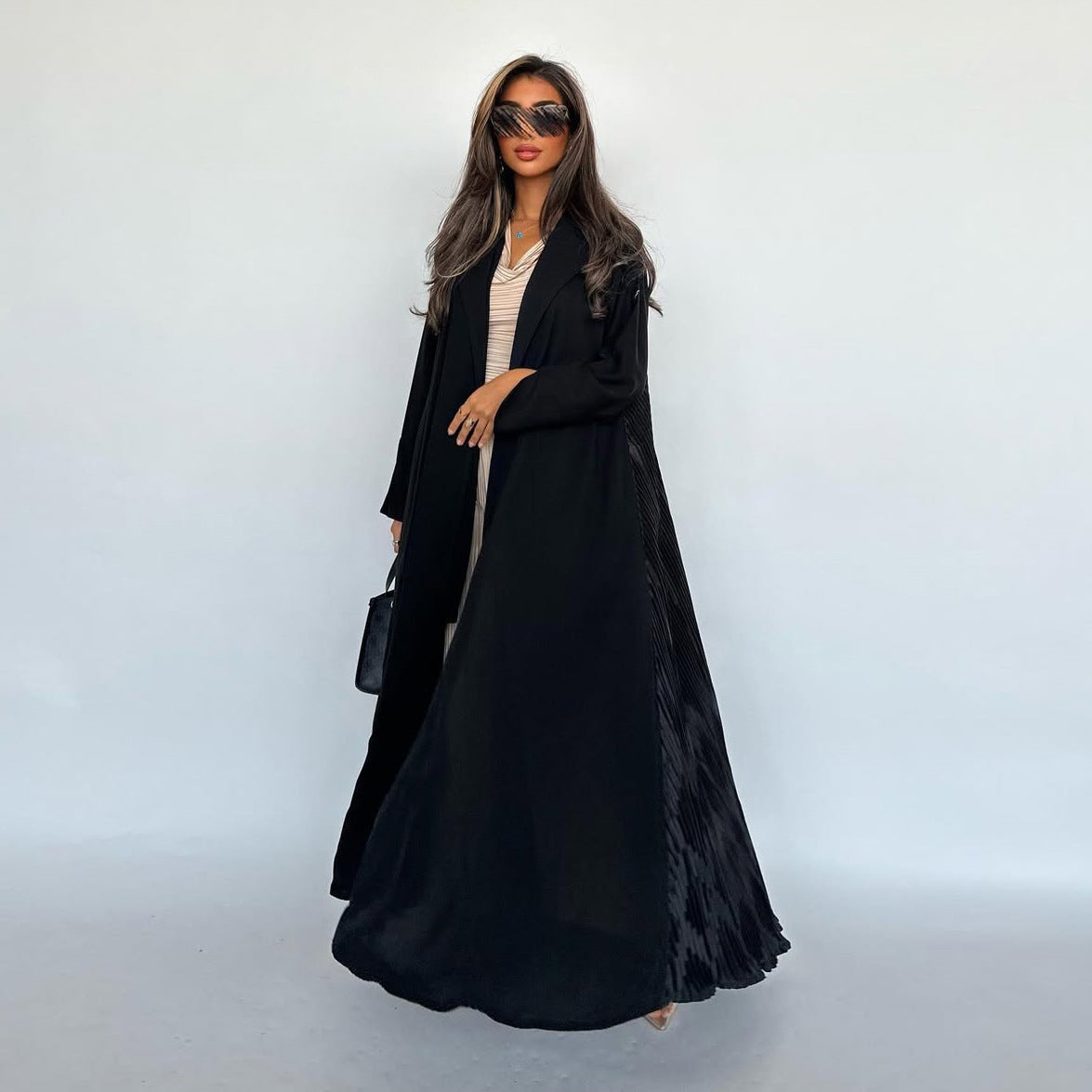 Women's Fashionable Black Robe Open Abaya