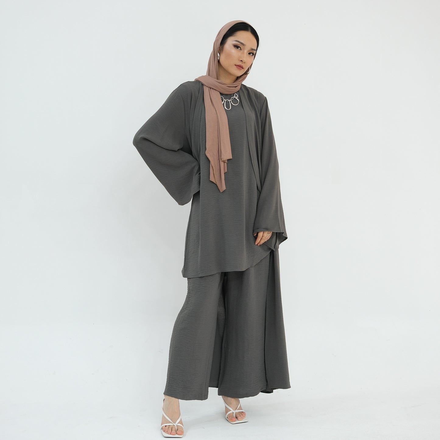 Women's Plain Three-piece Top And Pants Suit