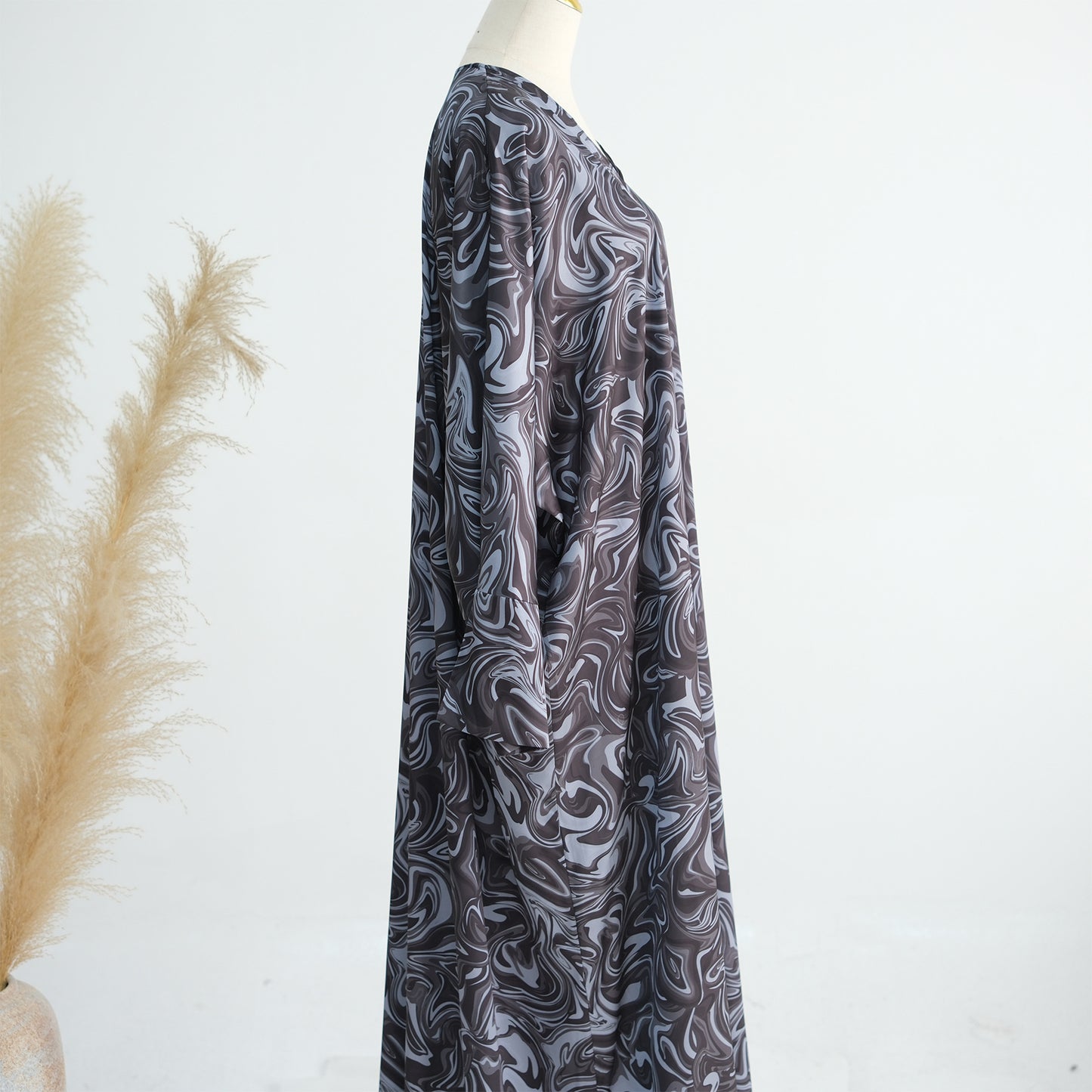 Printed Maxi Dress Long Sleeve Modest Full Length