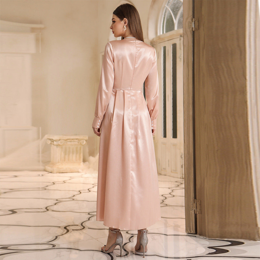 Women's High-waisted Dress with Headscarf