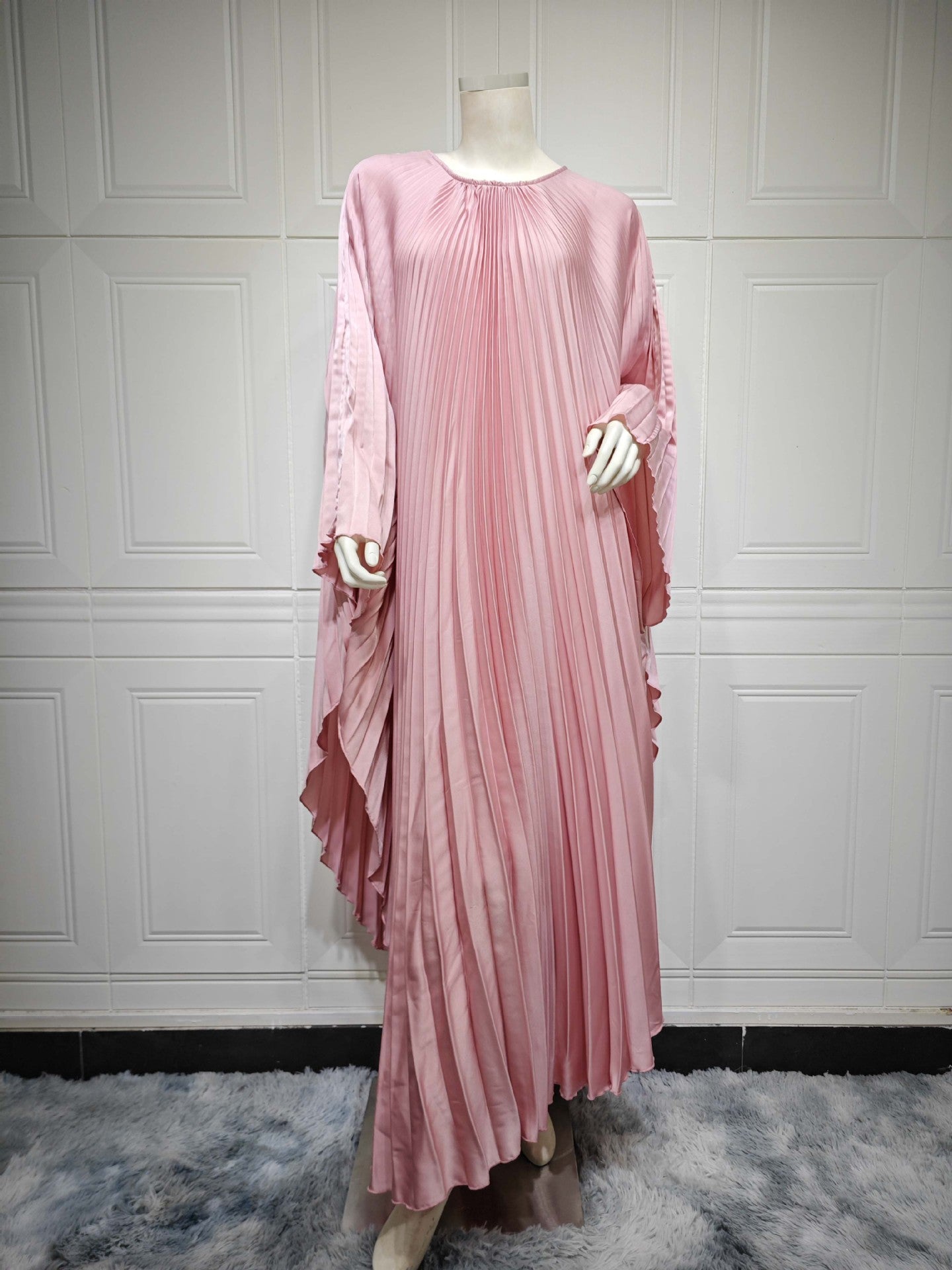 Pullover Pressed Pleated Swing Abaya Dress