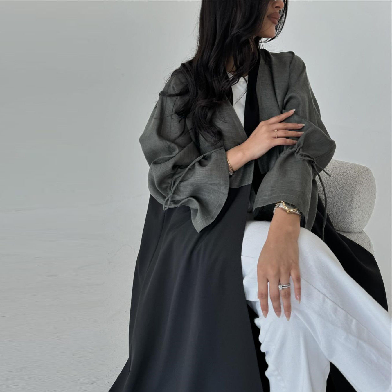 Splicing Cuff Rope Robe Dress