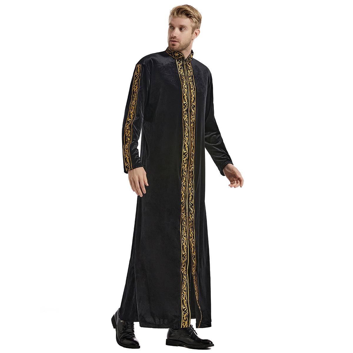 Men's Gold Velvet Embroidered Thobe