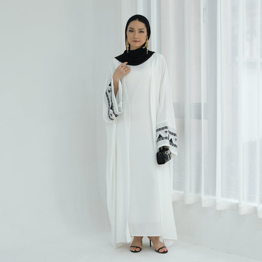 Embroidered Abaya Open Front Long Robe for Women