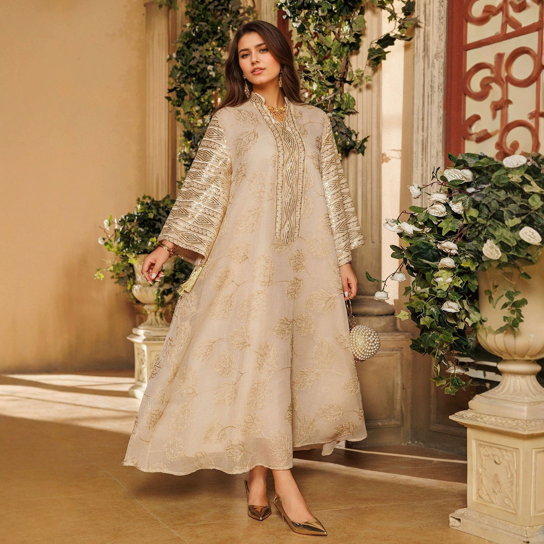 New Tassel Leaf Embroidery Party Vacation Dress
