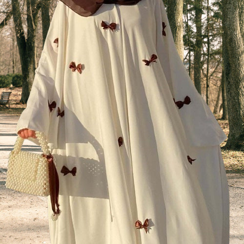 Muslim Women's Loose Flared Sleeve Bow Dress
