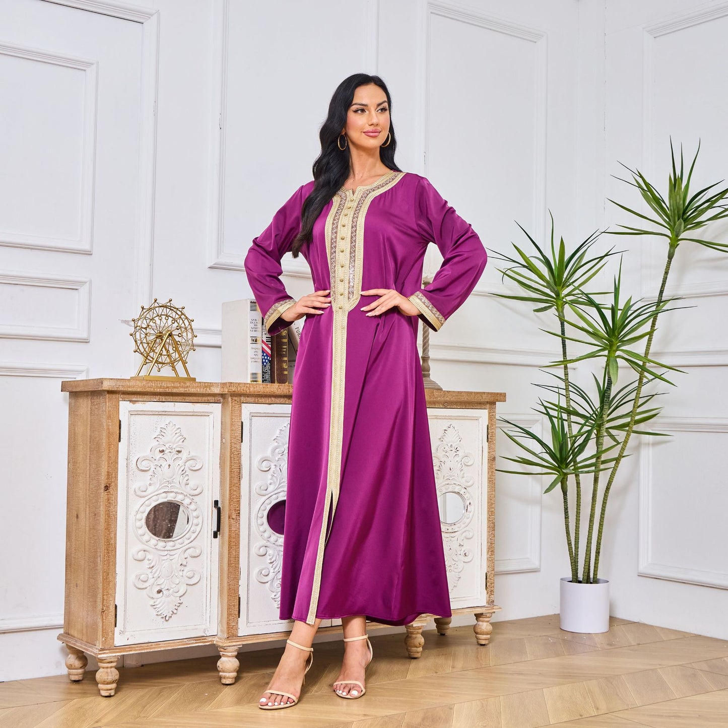 Women's Embroidered Purple Lace Dress